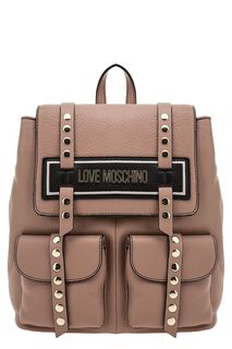 Кожаный рюкзак кораллового цвета Love Moschino