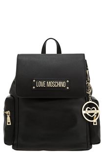 Черный кожаный рюкзак Love Moschino
