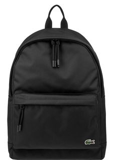 Черный текстильный рюкзак с карманами Lacoste