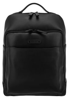 Черный кожаный рюкзак на двухзамковой молнии Gianni Conti