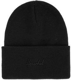 Черная шапка мелкой вязки с декоративной вышивкой Herschel