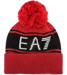 Красная шапка с помпоном EA7
