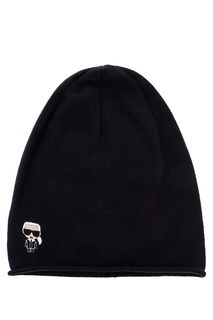 Синяя шапка из шерсти с вышивкой Karl Lagerfeld
