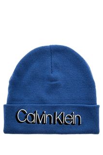 Шапка из хлопка с вышитым логотипом бренда Calvin Klein Jeans