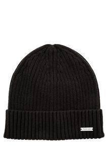 Черная шапка из хлопка в рубчик Calvin Klein Jeans