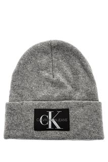 Серая полушерстяная шапка с нашивкой Calvin Klein Jeans