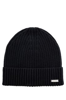 Темно-синяя шапка из хлопка в рубчик Calvin Klein Jeans