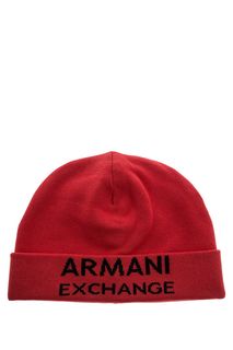 Красная шапка из хлопка с логотипом бренда Armani Exchange