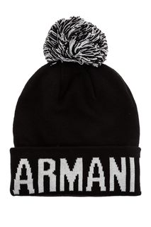 Шапка черного цвета с помпоном Armani Exchange