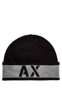 Темно-синяя шапка с монограммой бренда Armani Exchange