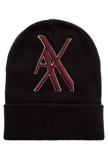 Темно-синяя шапка с объемной вышивкой Armani Exchange
