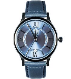 Часы круглой формы с кожаным ремешком Cerruti 1881