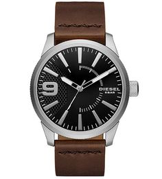 Часы с широким кожаным ремешком Diesel