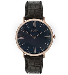 Часы с синим циферблатом круглой формы Hugo Boss