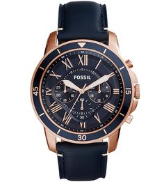 Часы с широким кожаным ремешком Fossil