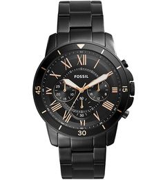 Часы с металлическим браслетом черного цвета Fossil
