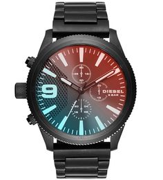 Часы с черным металлическим браслетом Diesel