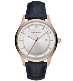 Часы с кожаным ремешком с выделкой под рептилию Emporio Armani