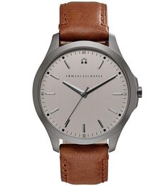 Часы с циферблатом круглой формы и кожаным ремешком Armani Exchange