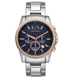 Часы с циферблатом круглой формы и хронографом Outerbanks Armani Exchange