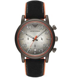 Кварцевые часы с вставками из нубука на ремешке Emporio Armani
