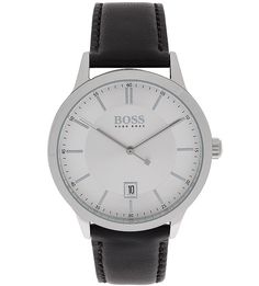 Кварцевые часы с черным кожаным ремешком Hugo Boss