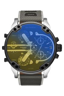 Часы круглой формы с логотипом бренда на ремешке Diesel
