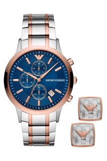 Кварцевые часы с запонками в комплекте Emporio Armani