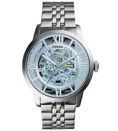 Механические часы с прозрачным циферблатом Fossil