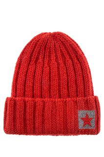 Красная вязаная шапка с принтом Noryalli