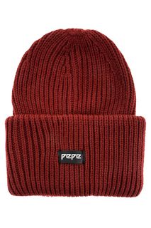 Вязаная красная шапка с отворотом Pepe Jeans