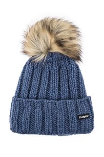 Синяя полушерстяная шапка с помпоном Eisbar
