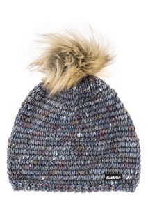 Синяя полушерстяная шапка с помпоном Eisbar