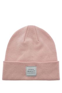 Розовая шапка мелкой вязки Gant
