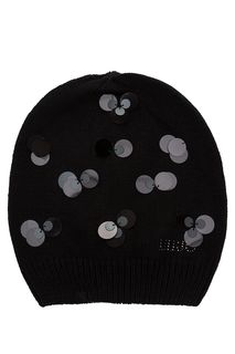 Черная шапка с отделкой пайетками Liu Jo