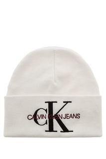 Шапка из хлопка с вышитым логотипом бренда Calvin Klein Jeans