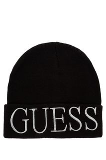 Черная шапка с вышивкой Guess