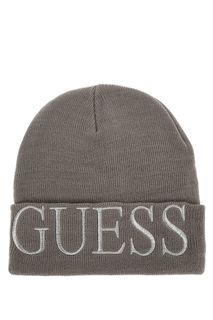 Серая шапка с вышивкой Guess