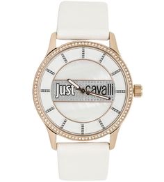 Часы с белым кожаным ремешком Just Cavalli