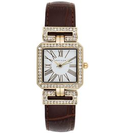 Часы с кожаным ремешком с выделкой под рептилию Anne Klein