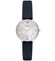 Часы круглой формы с кожаным ремешком Emporio Armani
