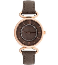Часы с кожаным ремешком цвета хаки Anne Klein