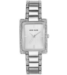 Серебристые часы прямоугольной формы Anne Klein