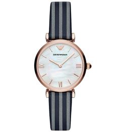 Часы круглой формы с кожаным ремешком Gianni t-bar Emporio Armani