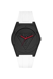 Кварцевые часы с белым силиконовым ремешком Guess