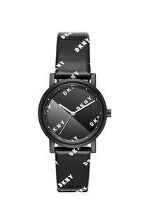Кварцевые часы с тонким кожаным ремешком Dkny