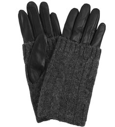 Комбинированные перчатки из кожи и шерсти Eleganzza