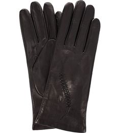 Черные перчатки из натуральной кожи Eleganzza