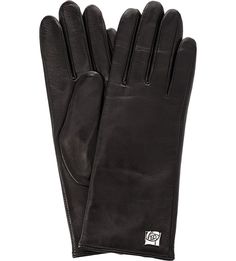 Черные перчатки из натуральной кожи Eleganzza