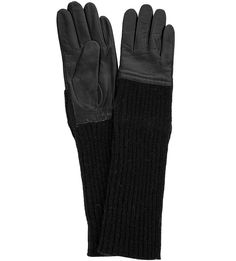 Длинные перчатки из текстиля и кожи Eleganzza